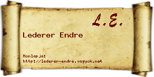 Lederer Endre névjegykártya